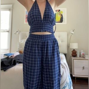 Free People pants and halter top navy set (pants are full length)